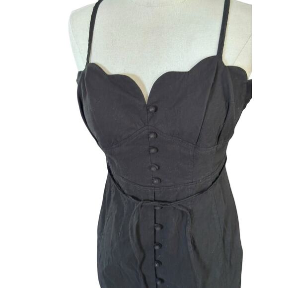 By Anthropologie Women's Black Slim Scalloped Front-Slit Corset Dress Size 8P - Picture 8 of 11